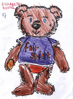 Den schönsten fair-spielt-Teddy malte Elisabeth Reuter, 5 Jahre.