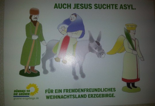 Postkarte: Jesus suchte Asyl