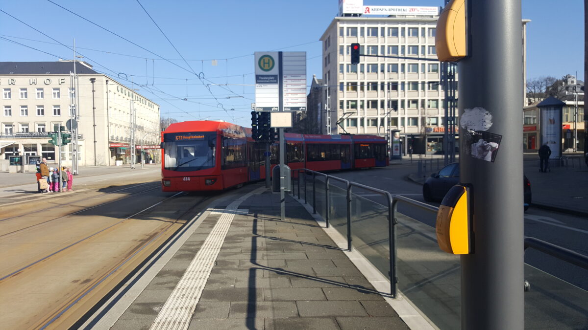 Ein Foto einer Straßenbahn in Chemnitz